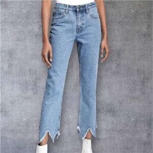 EVIDNT Anthropology Essen Relaxed Fit Raw Hem Blue Denim Jeans, Size 26